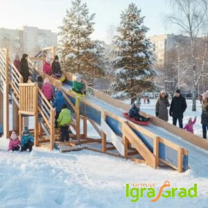 Зимняя деревянная горка "12 м" с двумя скатами мод.724