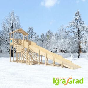 Зимняя горка "Интех-Аттра Snow Fox (Домик)", скат 10 м, без окраски
