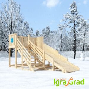 Деревянная зимняя горка "Snow Fox", скат 4 м, без окраски