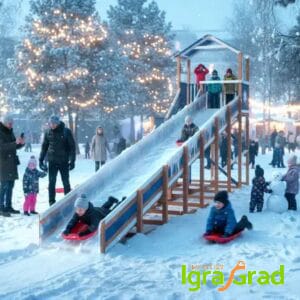 Зимняя горка "Snow Fox (Домик)", скат 10 м мод.2