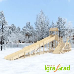 Зимняя деревянная горка "Snow Fox 12 м" с двумя скатами, без окраски