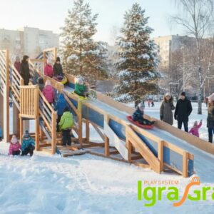 Зимняя деревянная горка "12 м" с двумя скатами мод.724
