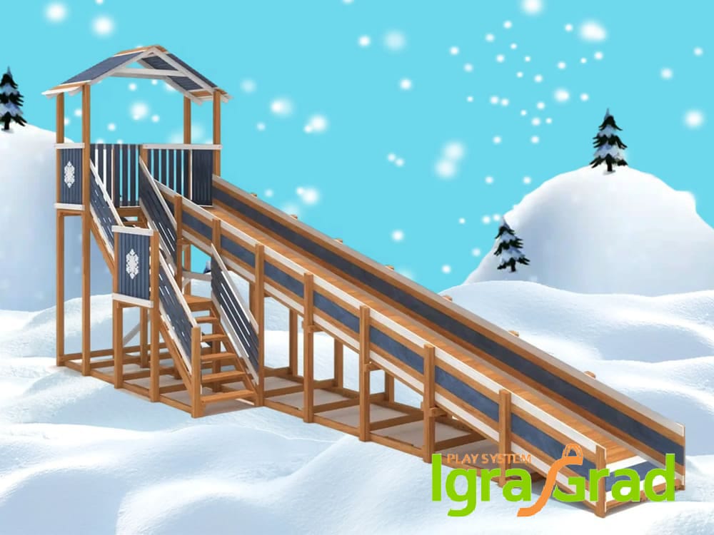 Зимняя горка "Snow Fox (Домик)", скат 10 м мод.2 — изображение 2