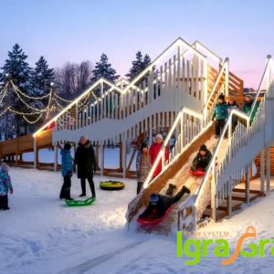 Зимняя деревянная горка "Snow Fox 12 м" с двумя скатами мод.424