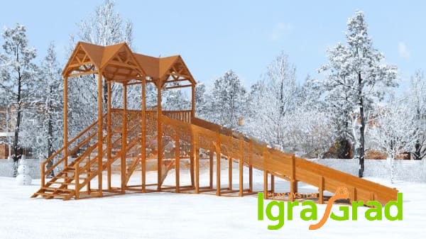 Зимняя горка "Snow Fox Макси", скат 10 м