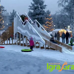 Зимняя деревянная горка "Snow Fox 12 м" с двумя скатами мод.5